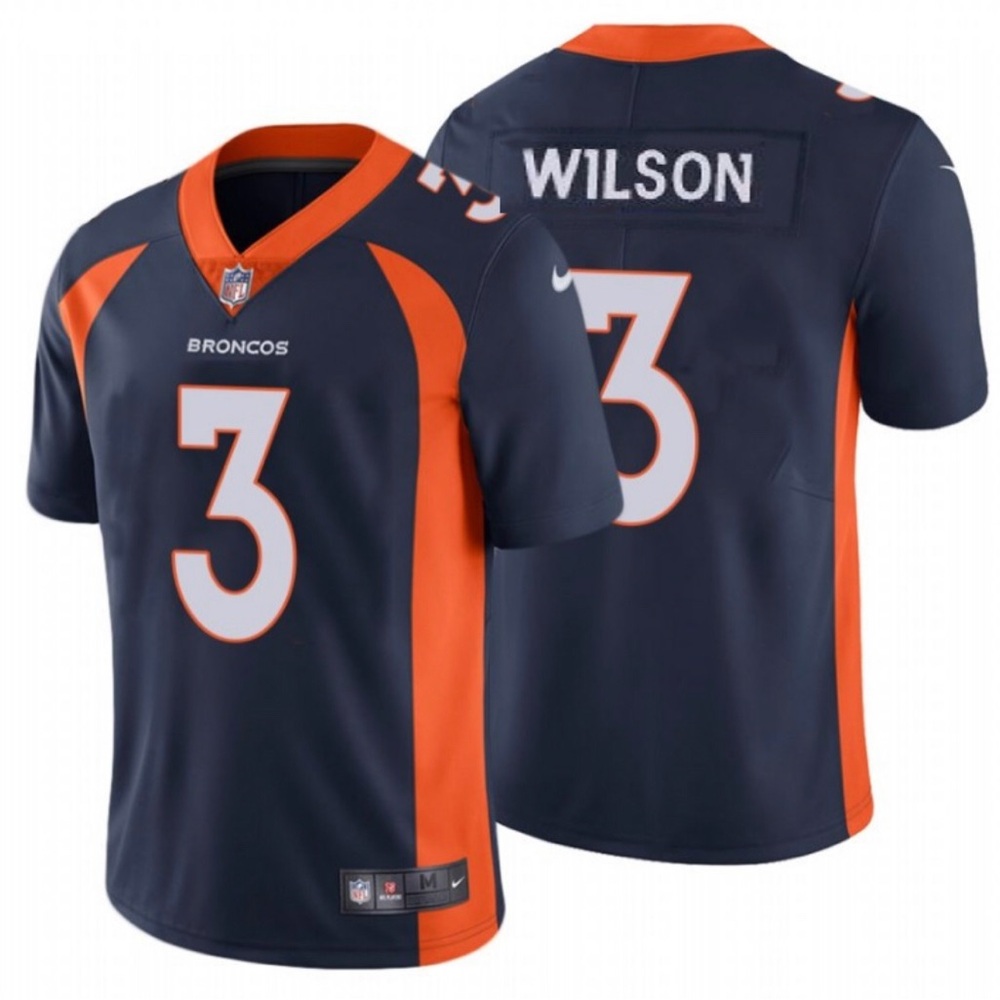 New Nike NFL Men’s Jersey  Broncos Russell Wilson 3 Orange & Blue Size XL